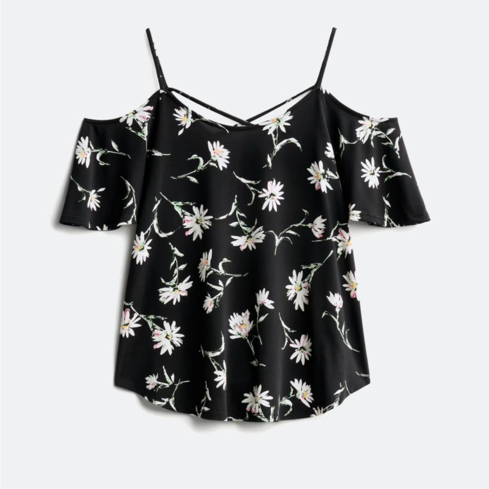 Kaileigh Valette back detail cold shoulder knit top